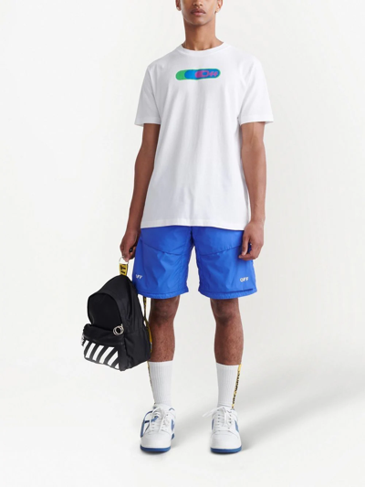 Shop Off-white Logo-print Track Shorts In Blue