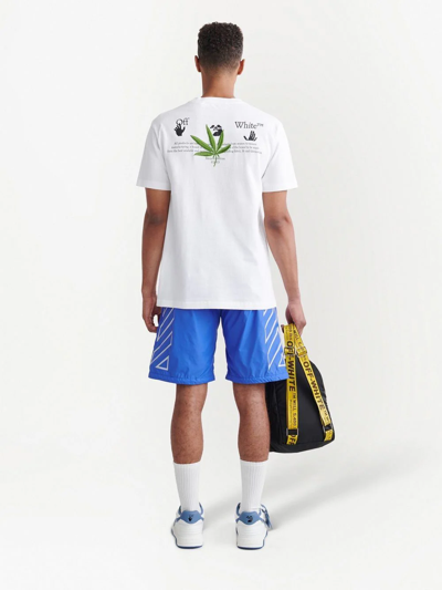 Shop Off-white Logo-print Track Shorts In Blue