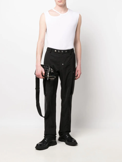 Balmain Ribbed Cotton Tank Top With Cut-out In Weiss