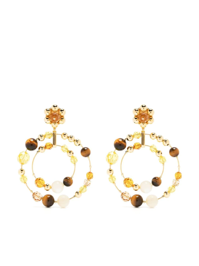 Shop Swarovski Somnia Beaded Hoop Earrings In Gold