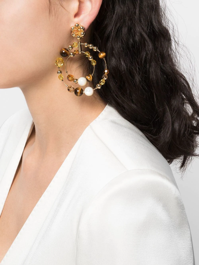 Shop Swarovski Somnia Beaded Hoop Earrings In Gold
