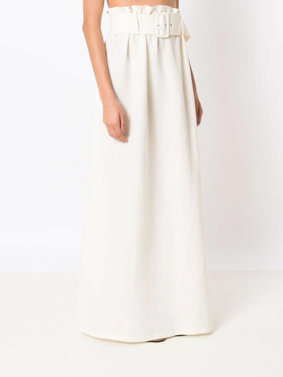 Shop Adriana Degreas Paperbag Waist Maxi Skirt In White