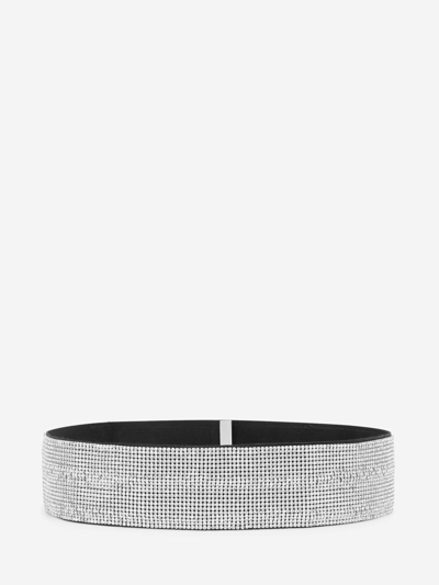 Shop Dolce & Gabbana Crystal Mesh Belt In Silver