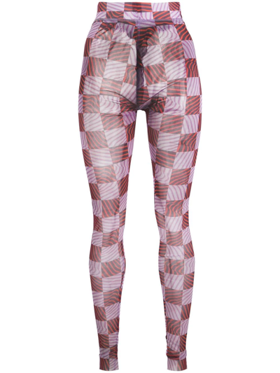 Shop Henrik Vibskov Grid-print Leggings In Purple