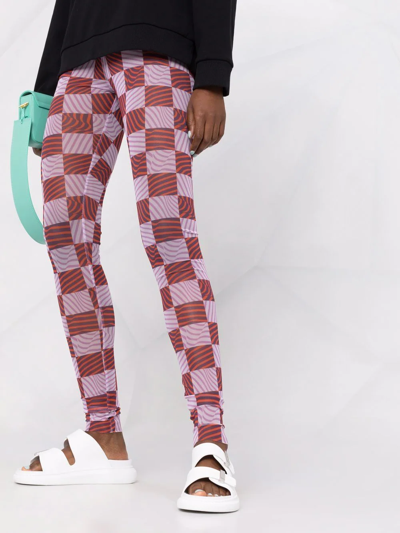 Shop Henrik Vibskov Grid-print Leggings In Purple