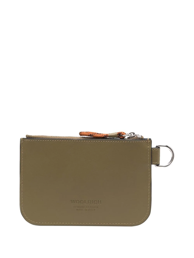 Woolrich Zipped Leather Wallet In Grün