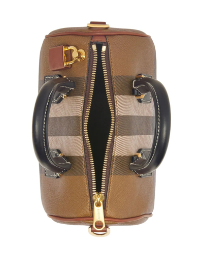 Shop Burberry Mini House Check Bowling Bag In Brown