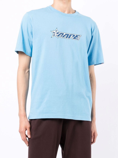 Shop Aape By A Bathing Ape Logo-print Cotton T-shirt In Blue