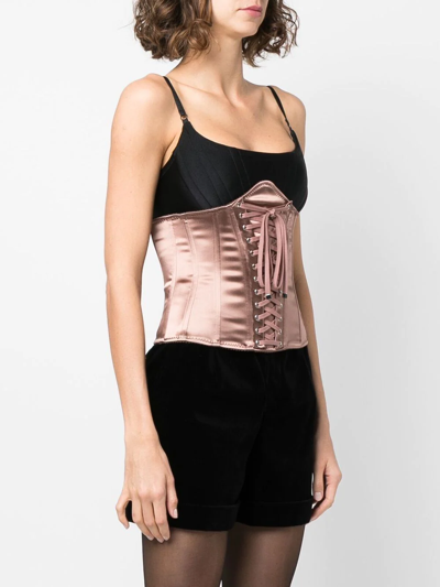 Dolce & Gabbana Lace-up Corset In Neutrals
