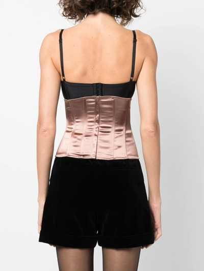 Dolce & Gabbana Lace-up Corset In Neutrals