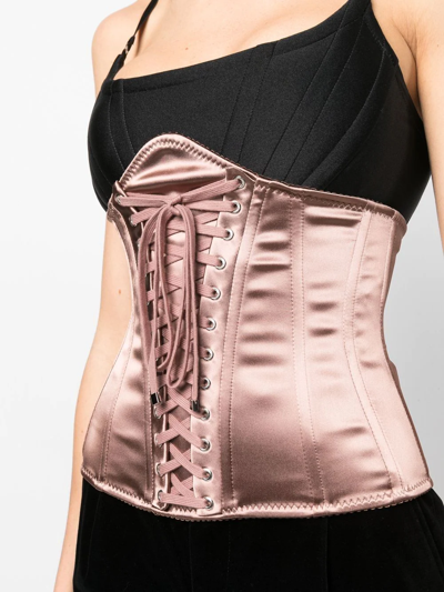 Dolce & Gabbana Lace-up Corset In Neutrals