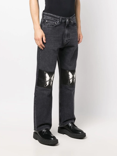 Shop Our Legacy Butterfly-patch Wide-leg Jeans In Schwarz