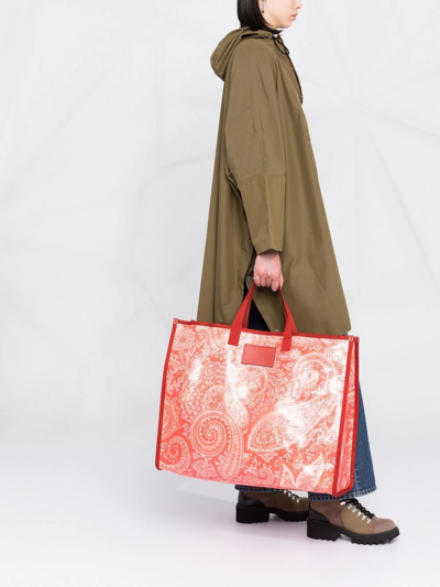 Shop Etro Paisley-print Tote Bag In Orange