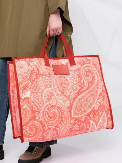 Shop Etro Paisley-print Tote Bag In Orange