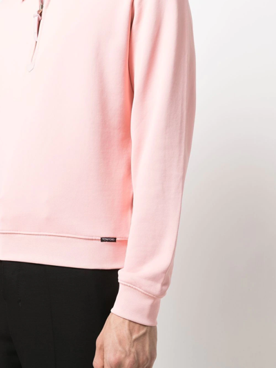 Shop Tom Ford Half-zip Long-sleeved Sweater In Rosa