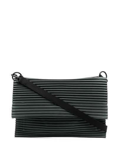 Shop Issey Miyake Pleats Flat Shoulder Bag In Grün