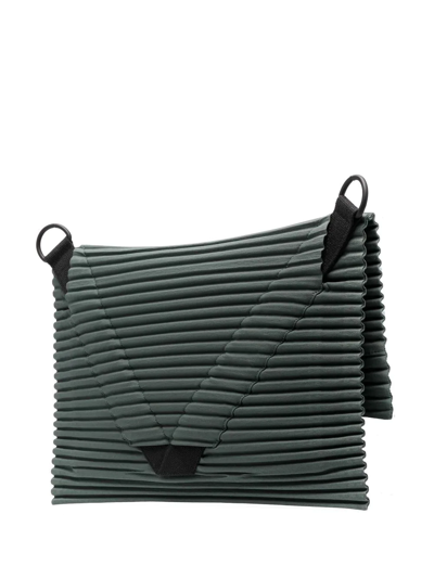 Shop Issey Miyake Pleats Flat Shoulder Bag In Grün