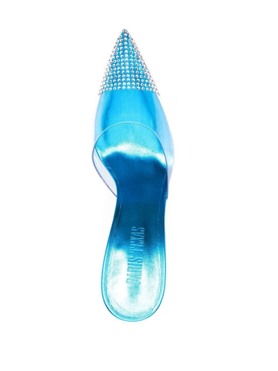 Paris Texas Transparent Crystal Sandals In Blau