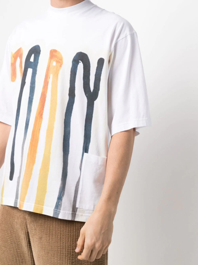 Shop Marni Painterly-print Cotton T-shirt In Weiss