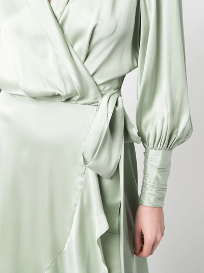Shop Zimmermann Asymmetric Silk Wrap Dress In Grün