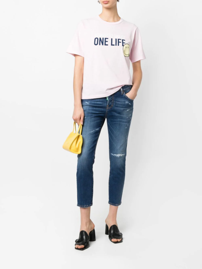 Shop Dsquared2 Slogan-print T-shirt In Rosa