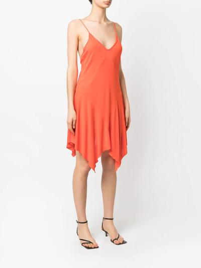 Shop Dsquared2 Spaghetti-strap Asymmetric Dress In Orange