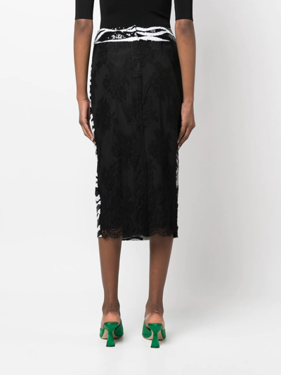Dolce & Gabbana Zebra Sequined Midi Skirt W/ Mesh Back In Schwarz