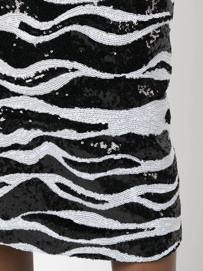 Dolce & Gabbana Zebra Sequined Midi Skirt W/ Mesh Back In Schwarz