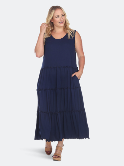 Shop White Mark Plus Size Scoop Neck Tiered Midi Dress In Blue