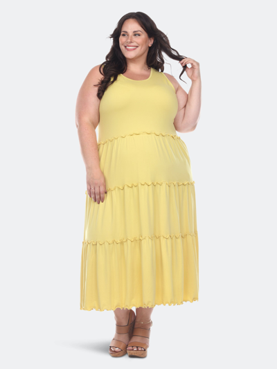 Shop White Mark Plus Size Scoop Neck Tiered Midi Dress In Yellow
