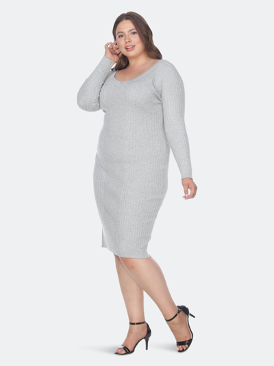 Shop White Mark Plus Size Destiny Sweater Dress In Grey