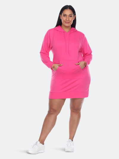 Shop White Mark Plus Size Hoodie Sweatshirt Dress In Pink