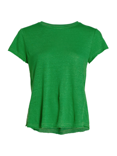 Shop Frame Women's Easy True Organic Linen T-shirt In Grass Green