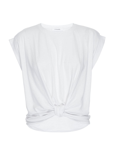 Shop Frame Women's Knotted Rolled Cotton Tee In Fatigue