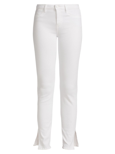 Shop L Agence Women's Josie High-rise Split Jeans In Blanc