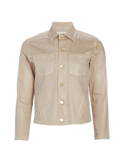 Shop L Agence Women's Janelle Slim-fit Raw Jacket In Biscuit Coated