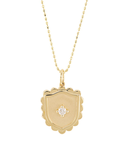 Shop Sydney Evan Women's 14k Yellow Gold & Diamond Shield Pendant Necklace