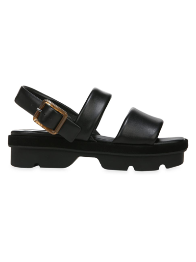 Shop Vince Women's Bowie Leather Lug-sole Ankle-strap Sandals In Black