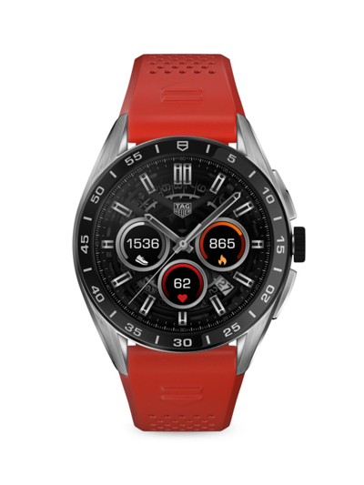 Shop Tag Heuer Connected Calibre E4 Rubber 22mm Watch Strap In Red