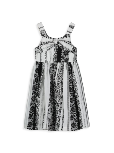 Shop Pippa & Julie Little Girl's And Girl's Multi-pattern Midi Dress In White Black