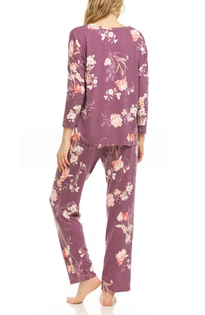 Shop Flora Nikrooz Kathy Floral Pajamas In Plum