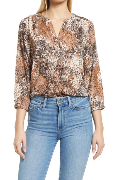 Shop Nydj High/low Crepe Blouse In Copperhead