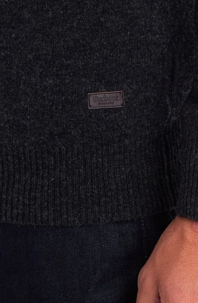Shop Barbour Patch Wool Quarter Zip Pullover In Charcoal