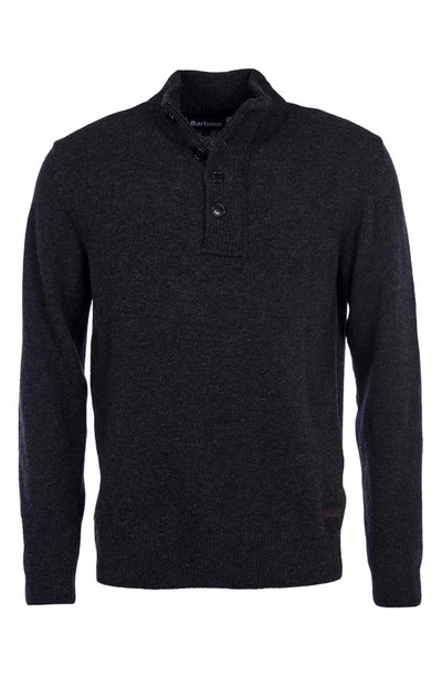 Shop Barbour Patch Wool Quarter Zip Pullover In Charcoal