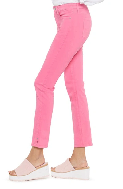 Shop Nydj Sheri Side Slit Slim Ankle Jeans In Pink Peony