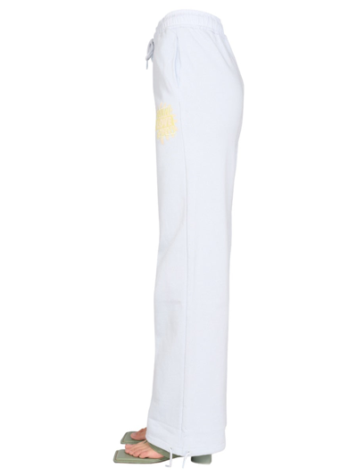 Shop Ganni Logo Embroidery Jogging Pants In Baby Blue