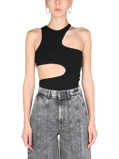 Shop Stella Mccartney Compact Top With Cut Out Details In Nero