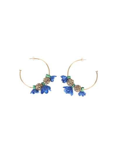 Shop La Doublej Flora Hoop Earrings In Blu