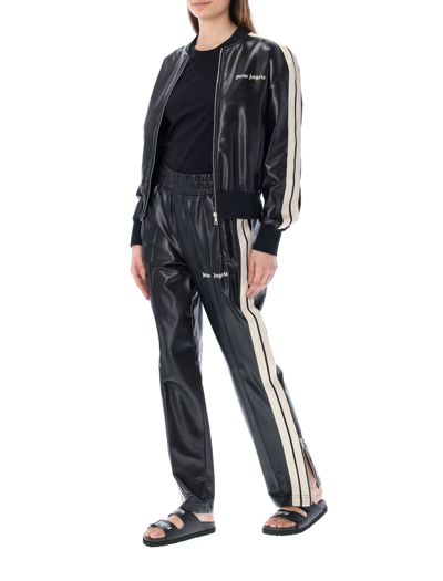 Shop Palm Angels Eco Leather Track Pants In Black