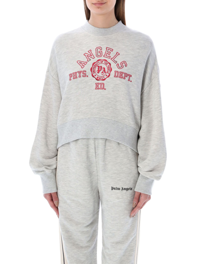 Shop Palm Angels College Cropped Sweatshirt In Grey